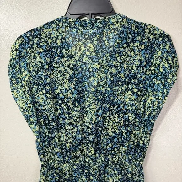 NWT Steve Madden Leigh Midi Dress Blue Yellow V-Neck Floral Dress Women’s Small - Picture 6 of 7